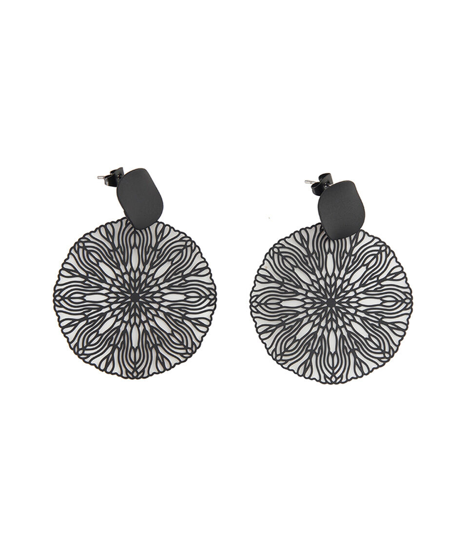 Aros mujer flor negra