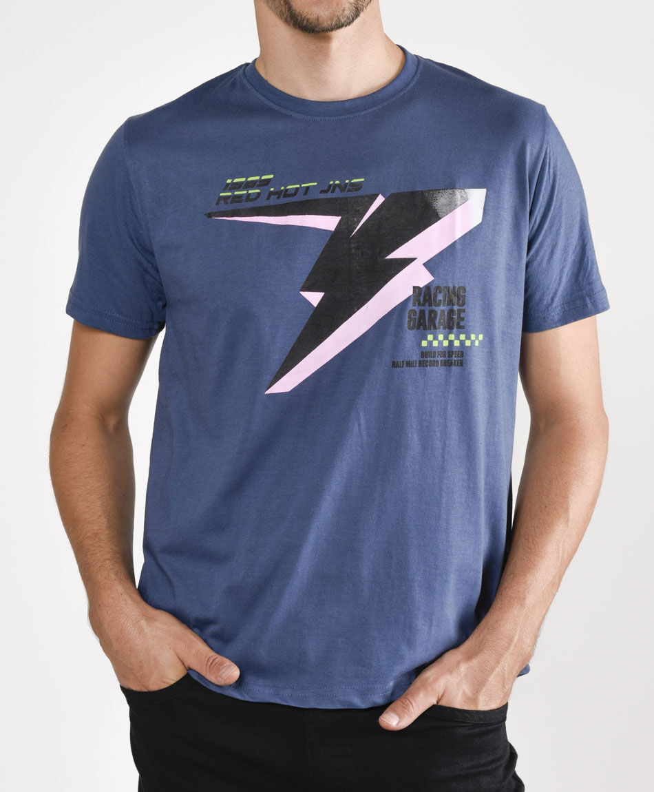 Polera hombre estampado rayo