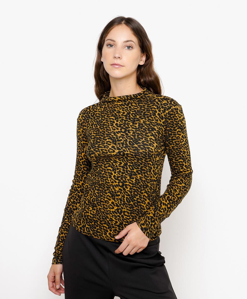 Polera mujer animal print fiera brown