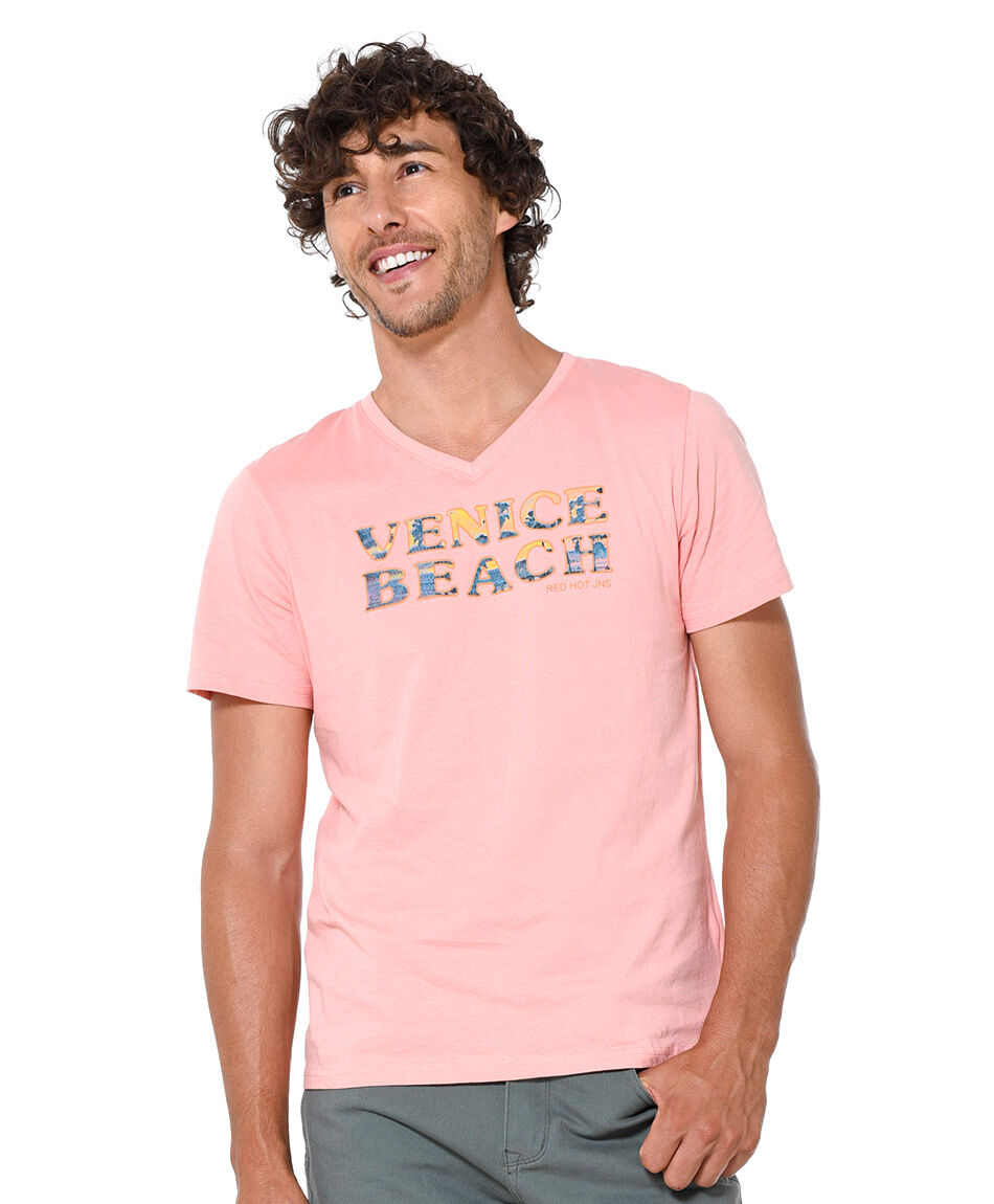 Polera estampada cuello v