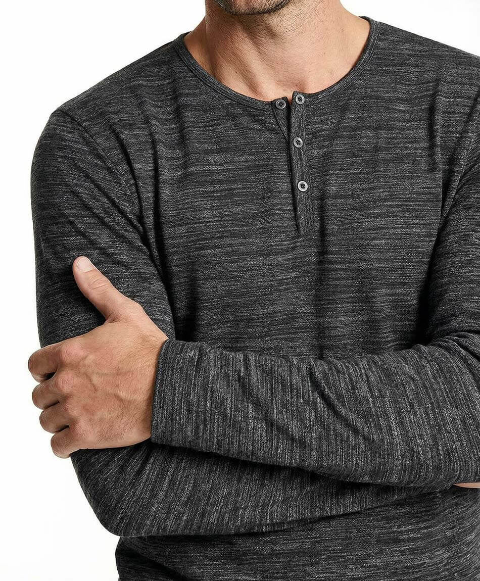 Polera hombre botones jaspeada