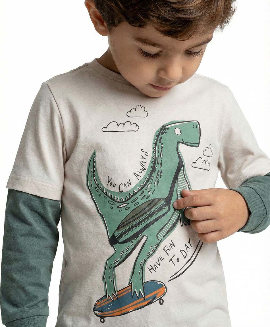 Polera beb&eacute; estampado dinocool