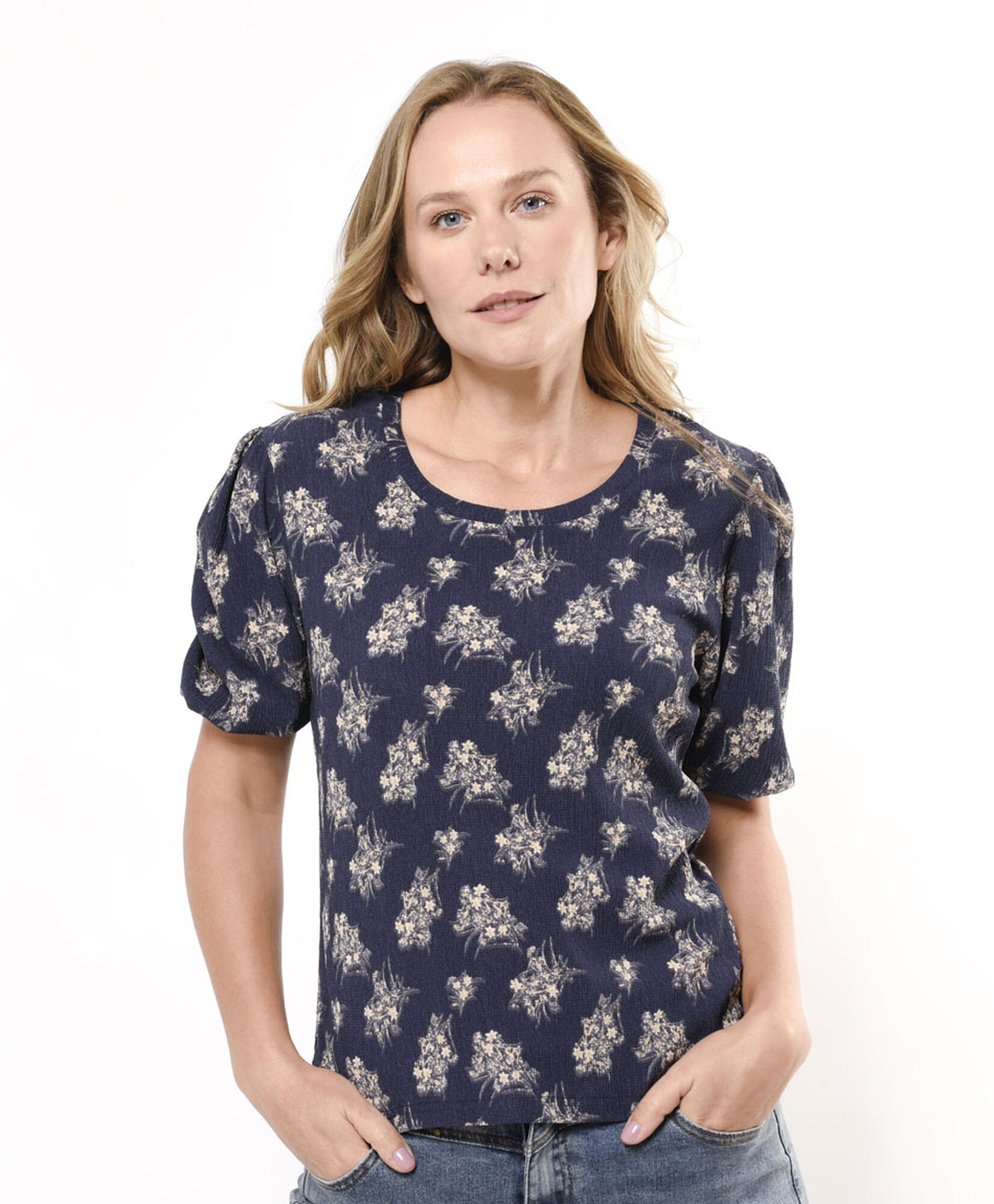 Polera mujer florcitas azul Polera mujer florcitas azul