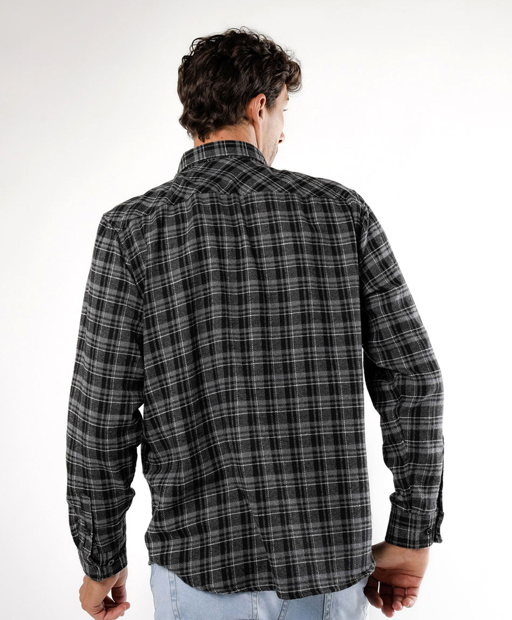 Camisa hombre franela cuadrille gris Camisa hombre franela cuadrille gris