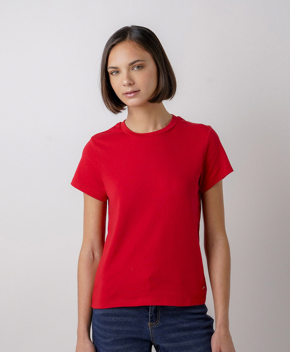 Polera mujer lisa cl&aacute;sica roja