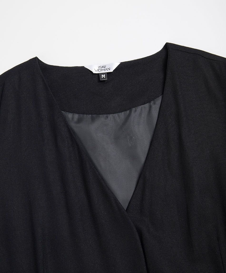 Vest mujer corte cintura lino