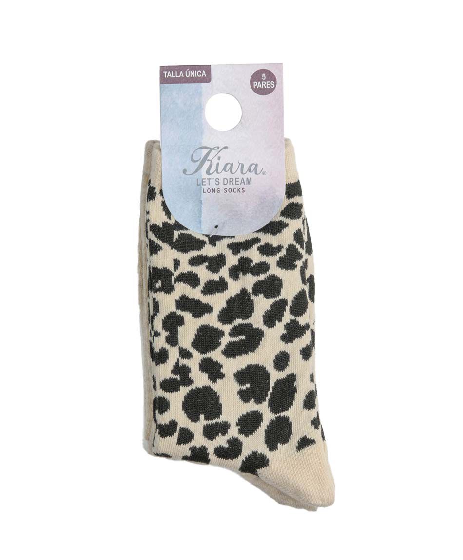 Pack 5 calcetines mujer media pierna animal print