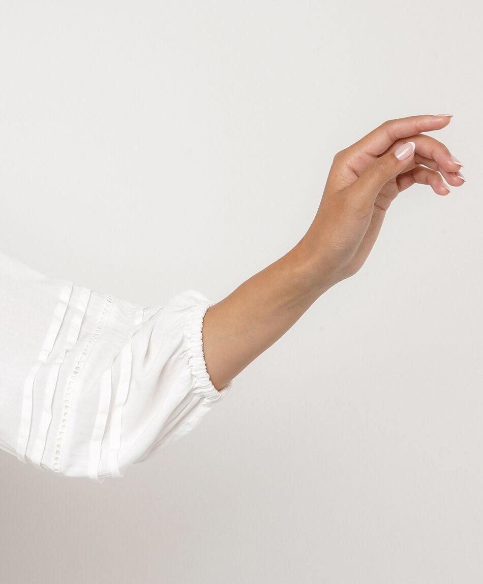 Blusa mujer manga recogida white
