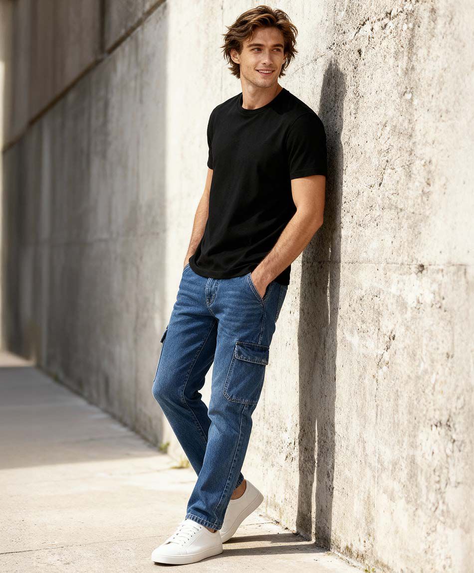 Jeans hombre cargo baggy