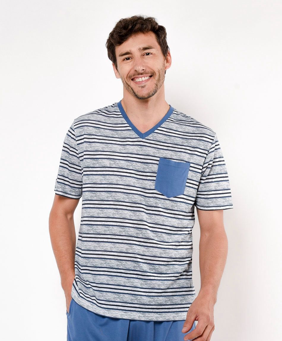 Pijama hombre bolsillo azul