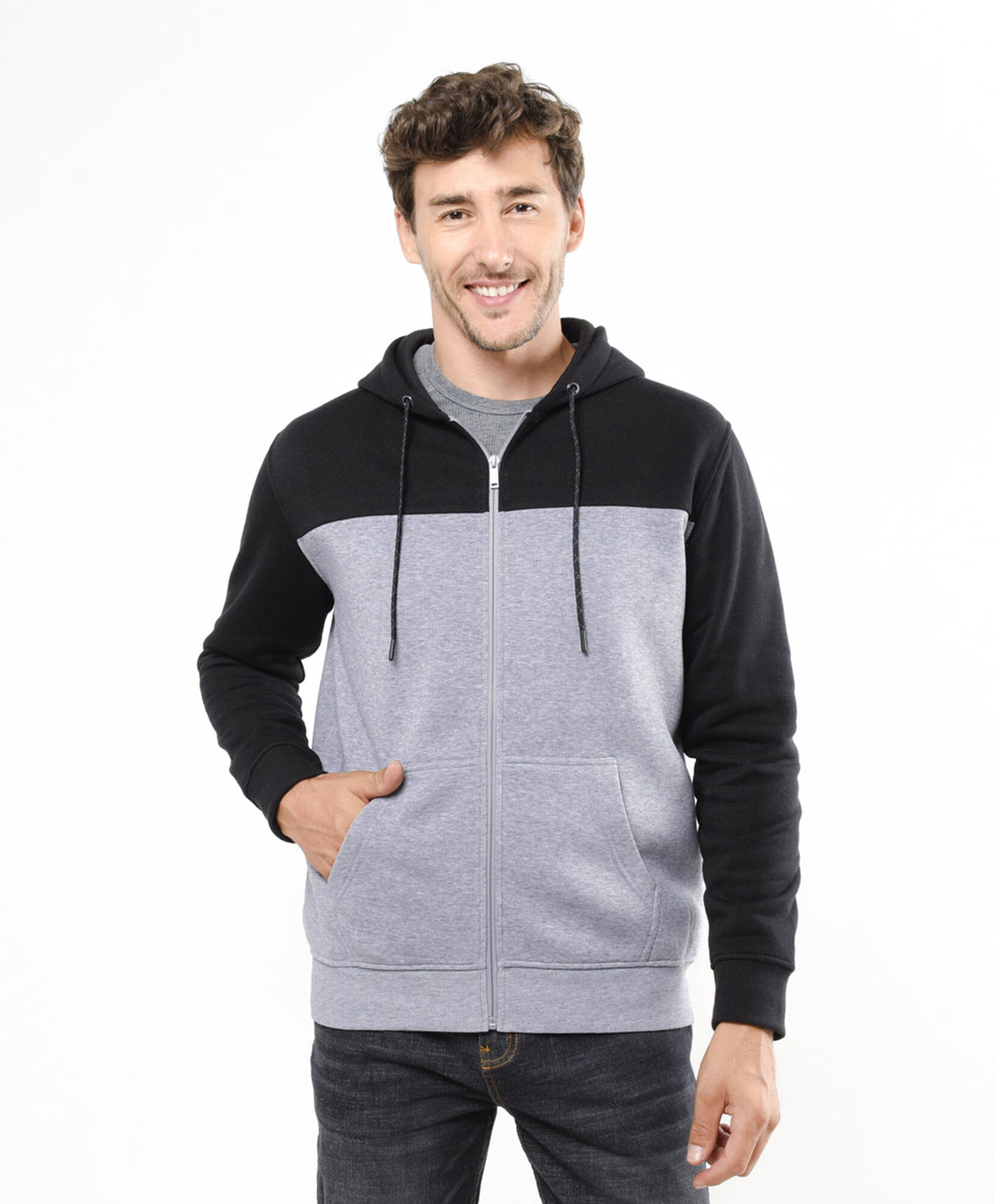 Polerón hombre gris y negro Polerón hombre gris y negro