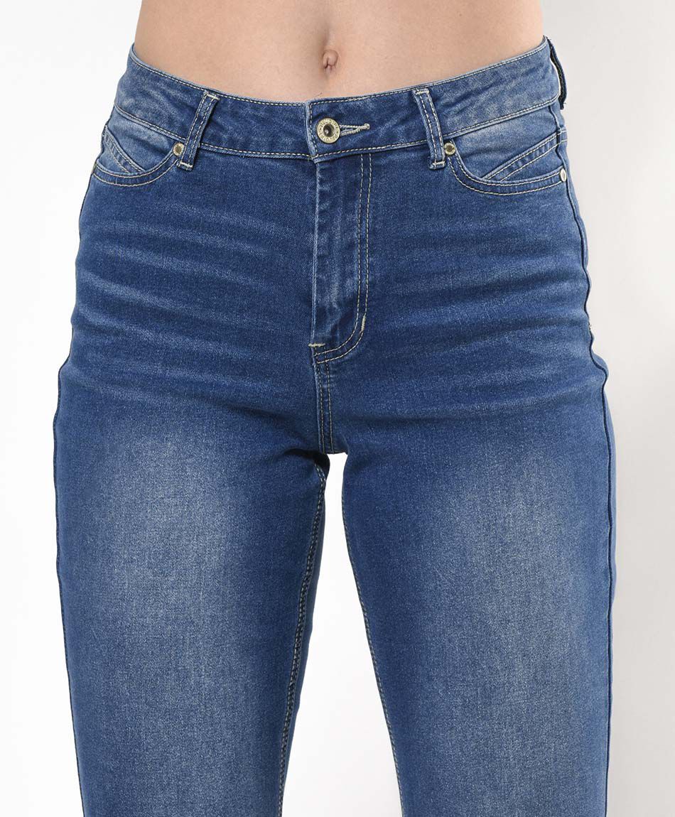 Jeans mujer desflecado flare