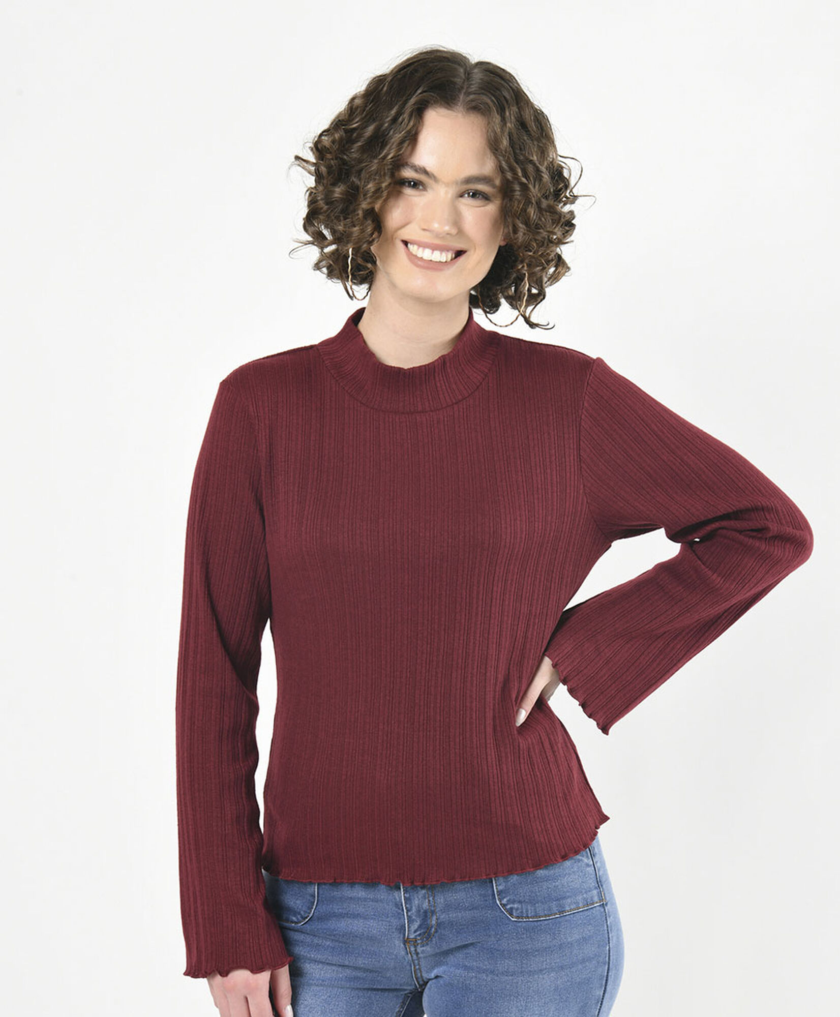 Polera mujer acanalada mini cuello Polera mujer acanalada mini cuello