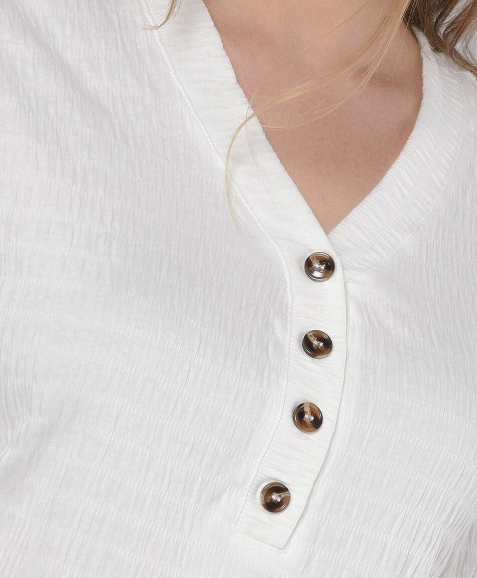 Polera mujer botones textura