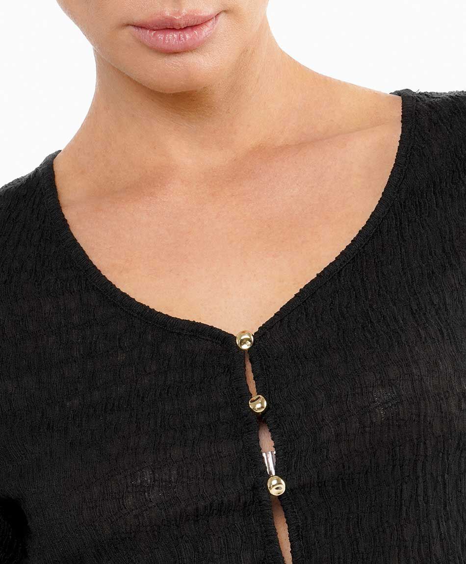 Polera mujer botones dorados