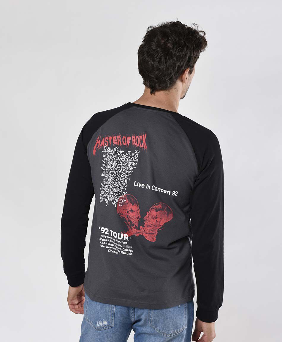 Polera hombre bicolor con doble estampado