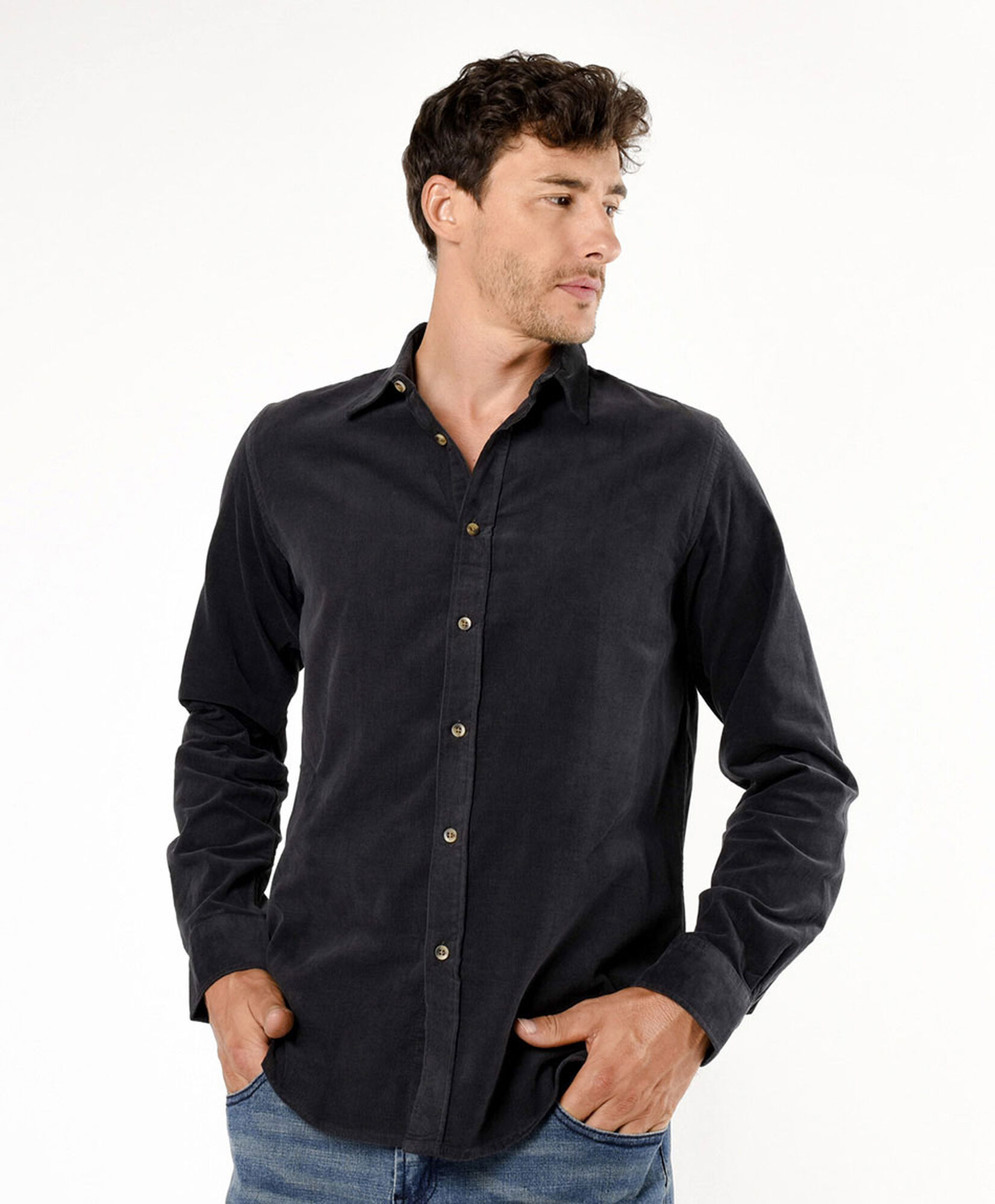 Camisa hombre corderoy gris Camisa hombre corderoy gris