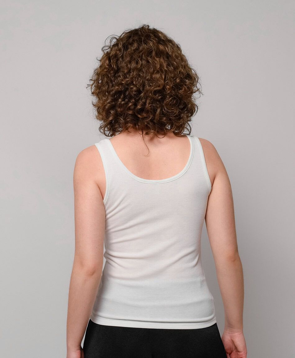 Polera mujer top cintas perlas blanca