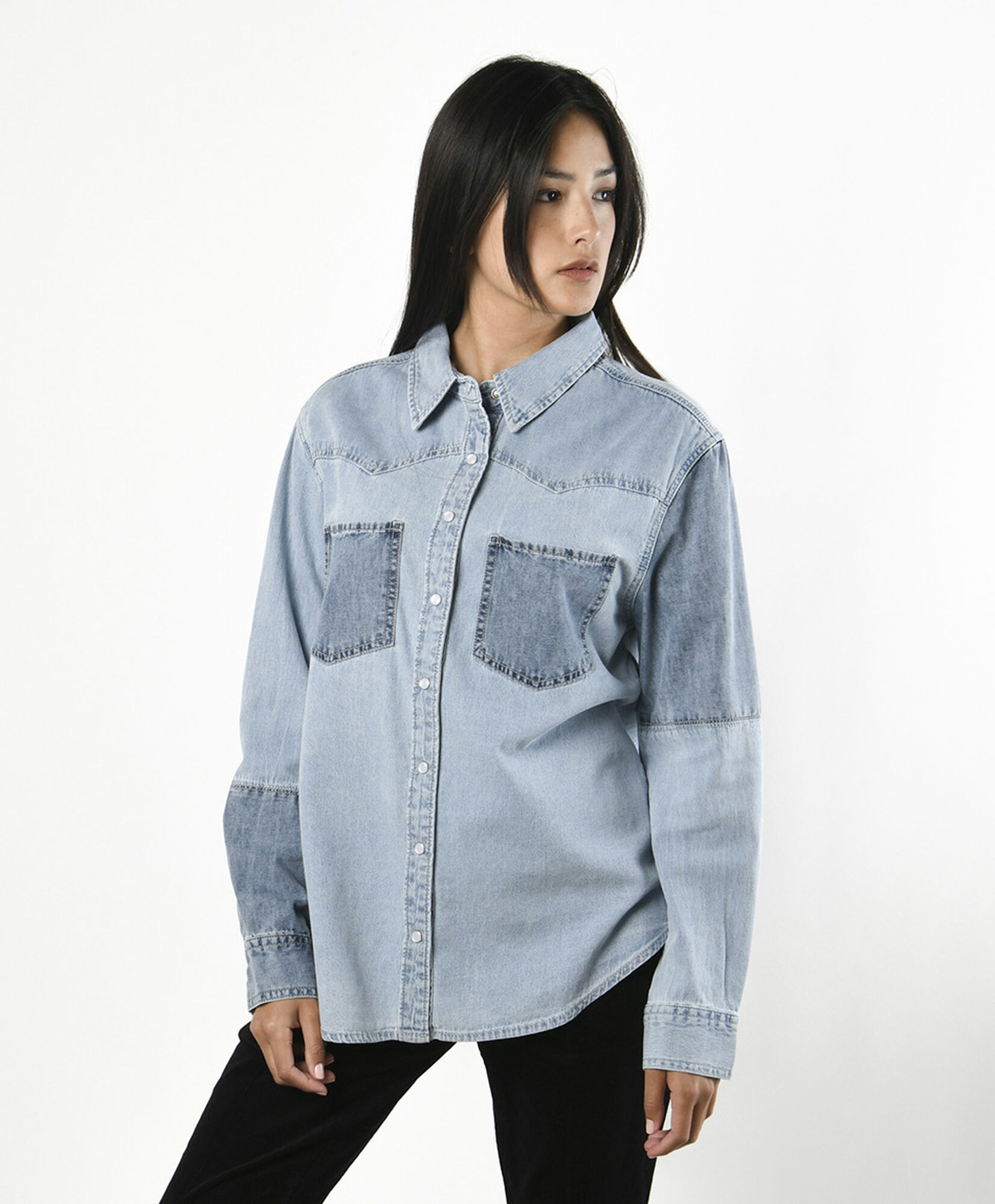 Blusa mujer denim patch Blusa mujer denim patch