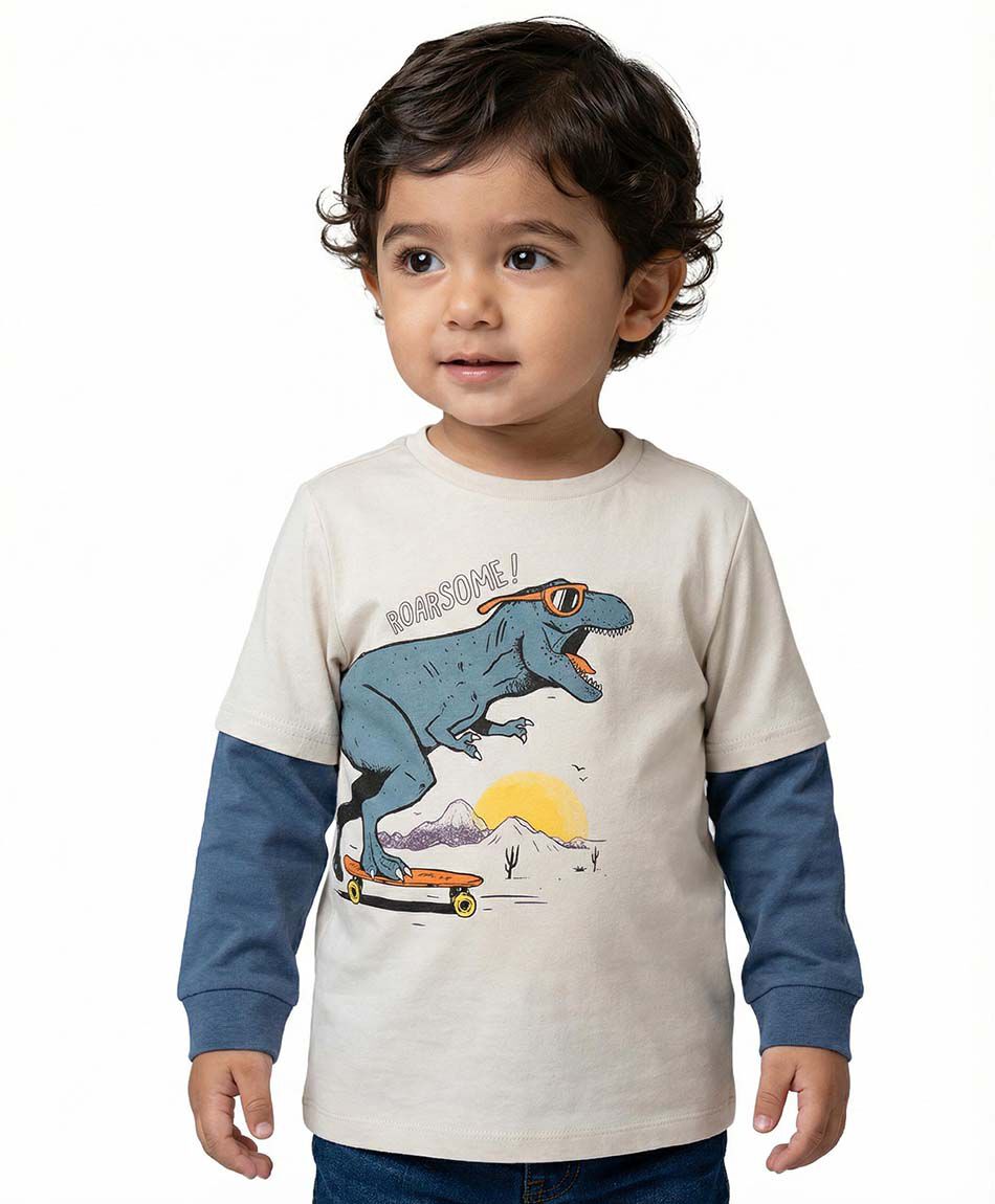 Polera beb&eacute; estampado dinocool