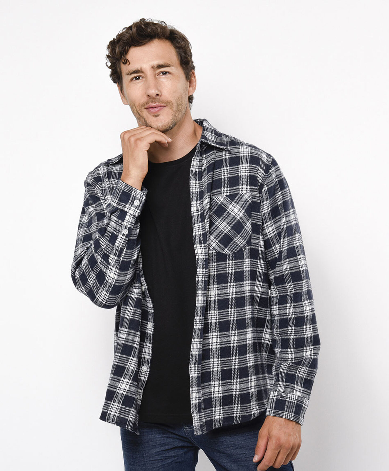Camisa hombre franela azul y blanco Camisa hombre franela azul y blanco