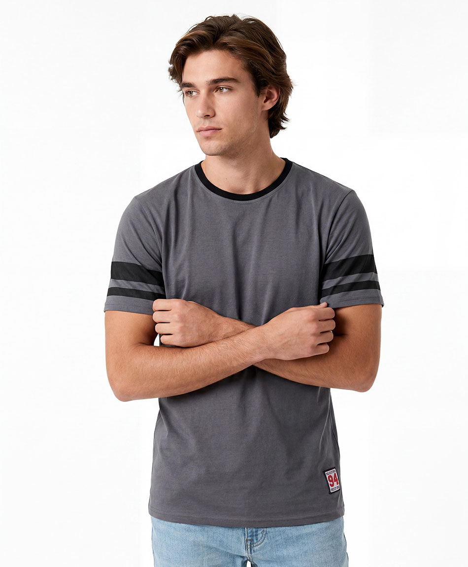 Polera hombre l&iacute;neas mangas
