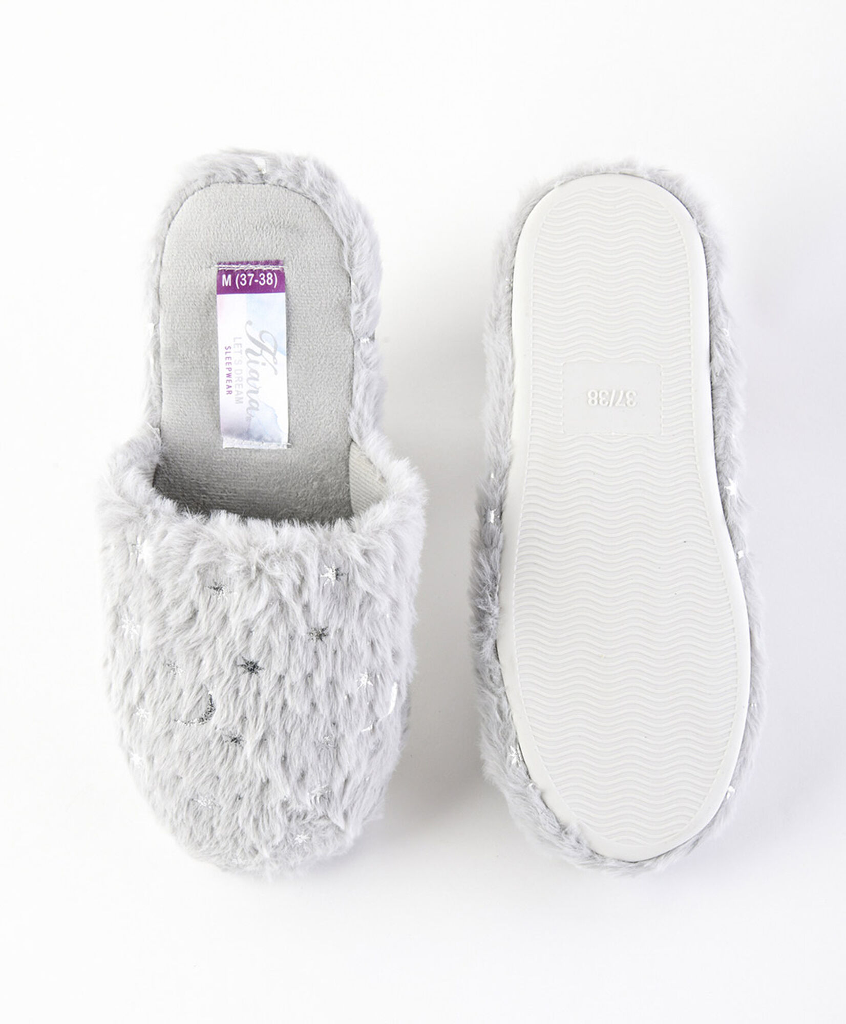 Pantufla mujer coral brillos gris Pantufla mujer coral brillos gris