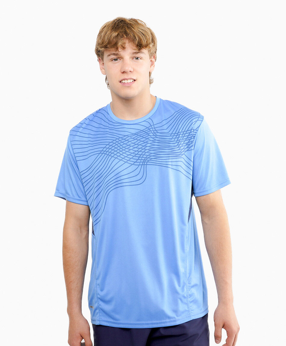 Polera deportiva hombre run cian