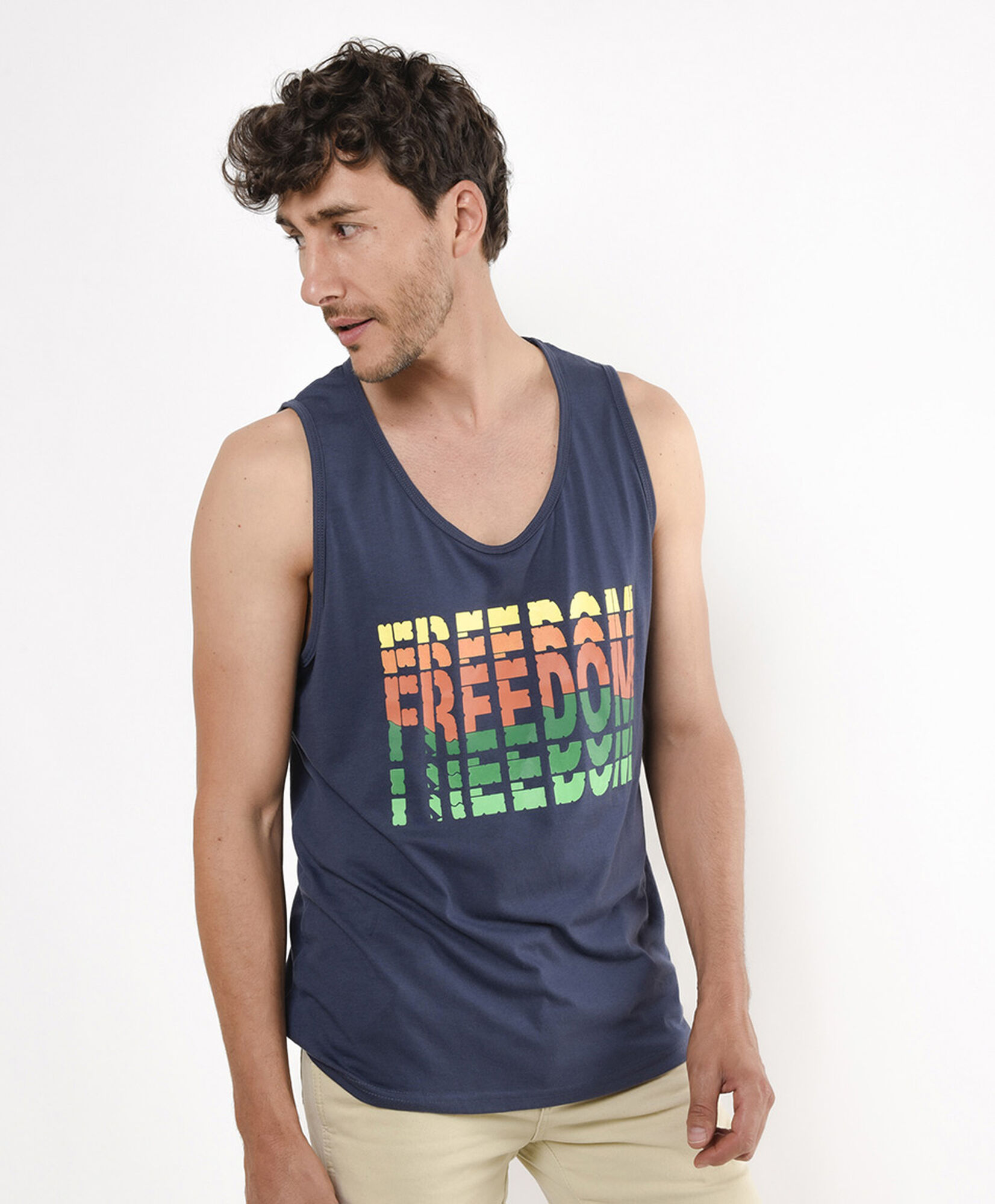 Polera hombre freedom sin mangas Polera hombre freedom sin mangas
