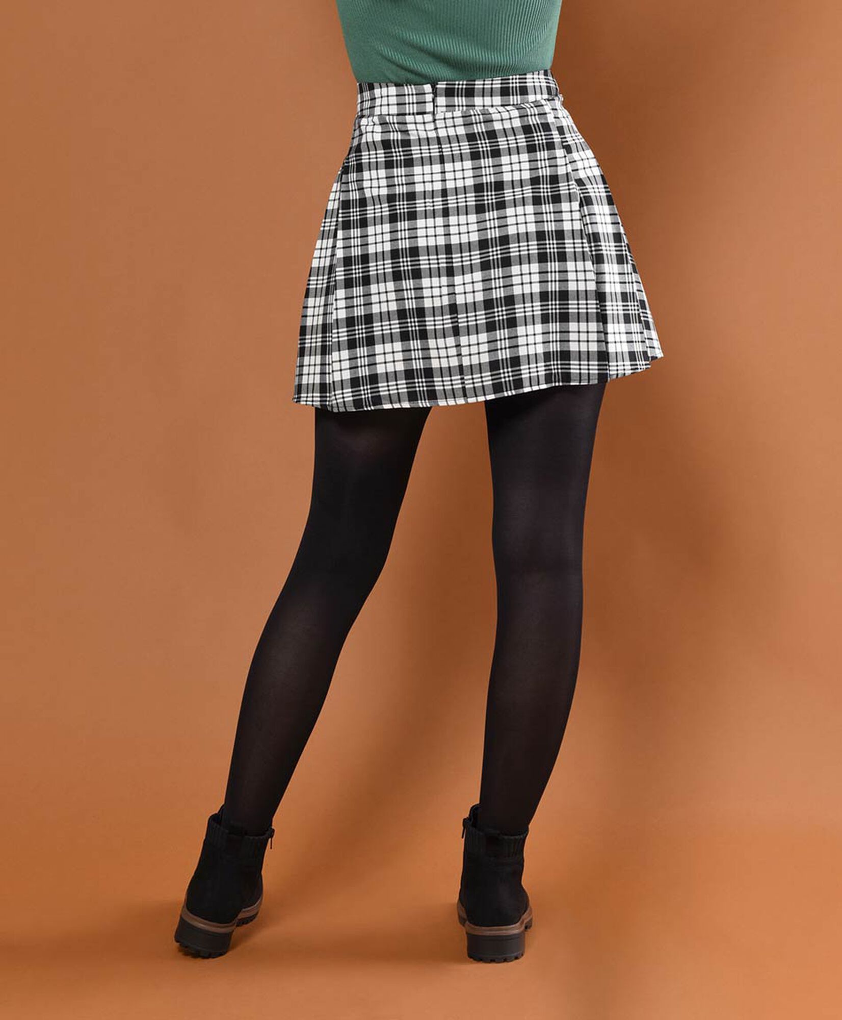 Con Falda Negra Falda Plisada Corta Cuadros Minifalda Azul Marino
