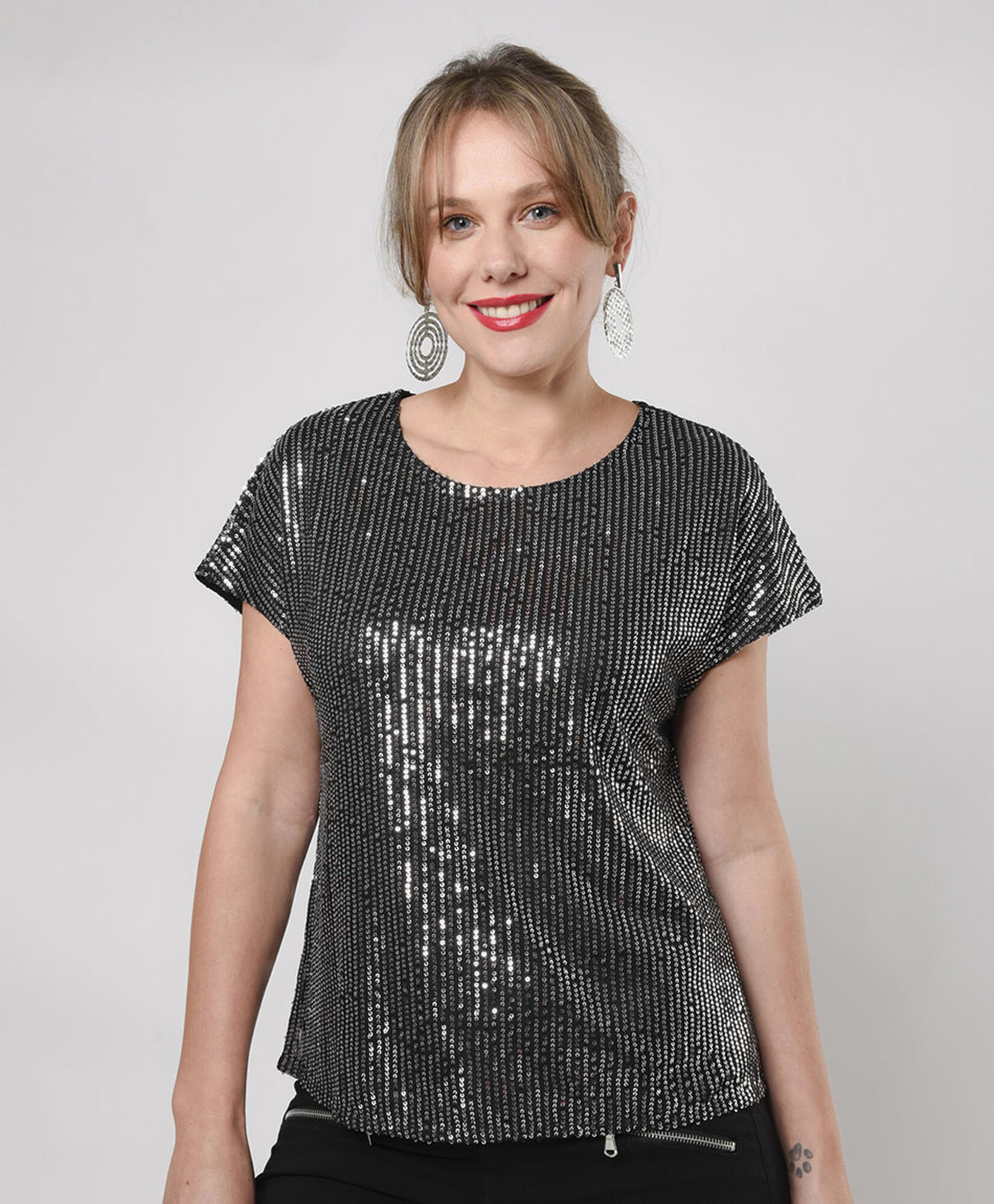Polera mujer lentejuelas forrada Polera mujer lentejuelas forrada