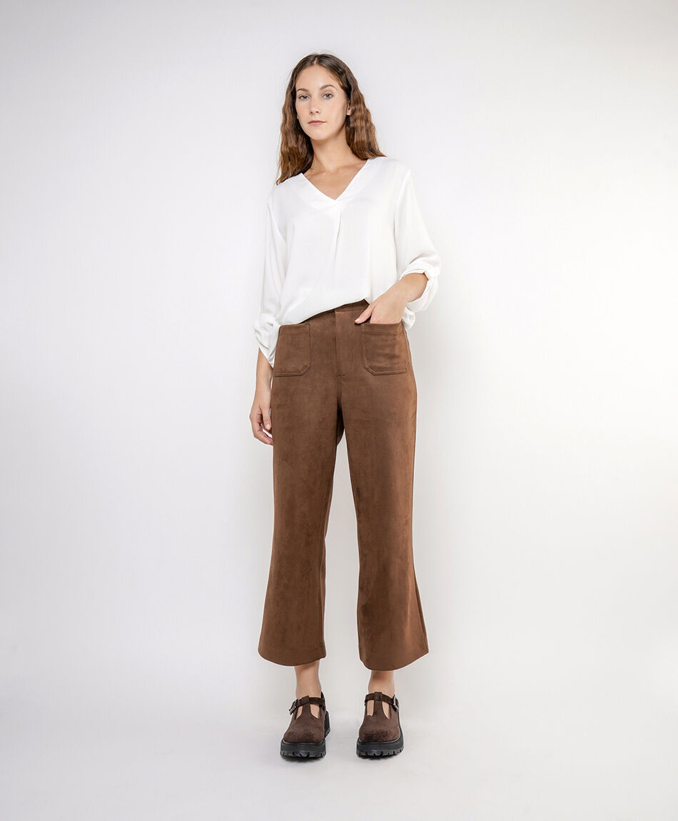 Pantal&oacute;n mujer color caf&eacute; recto