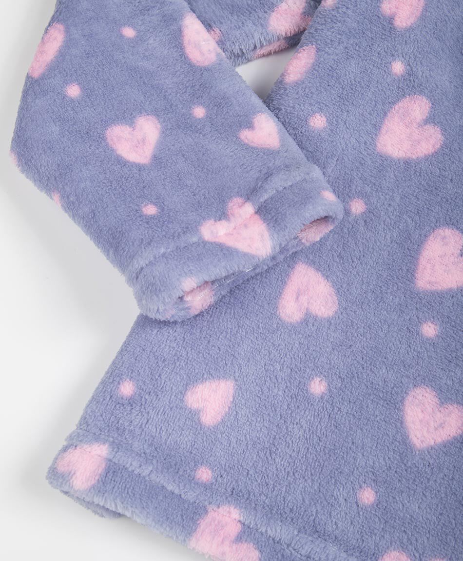Pijama ni&ntilde;a coral  corazones morado