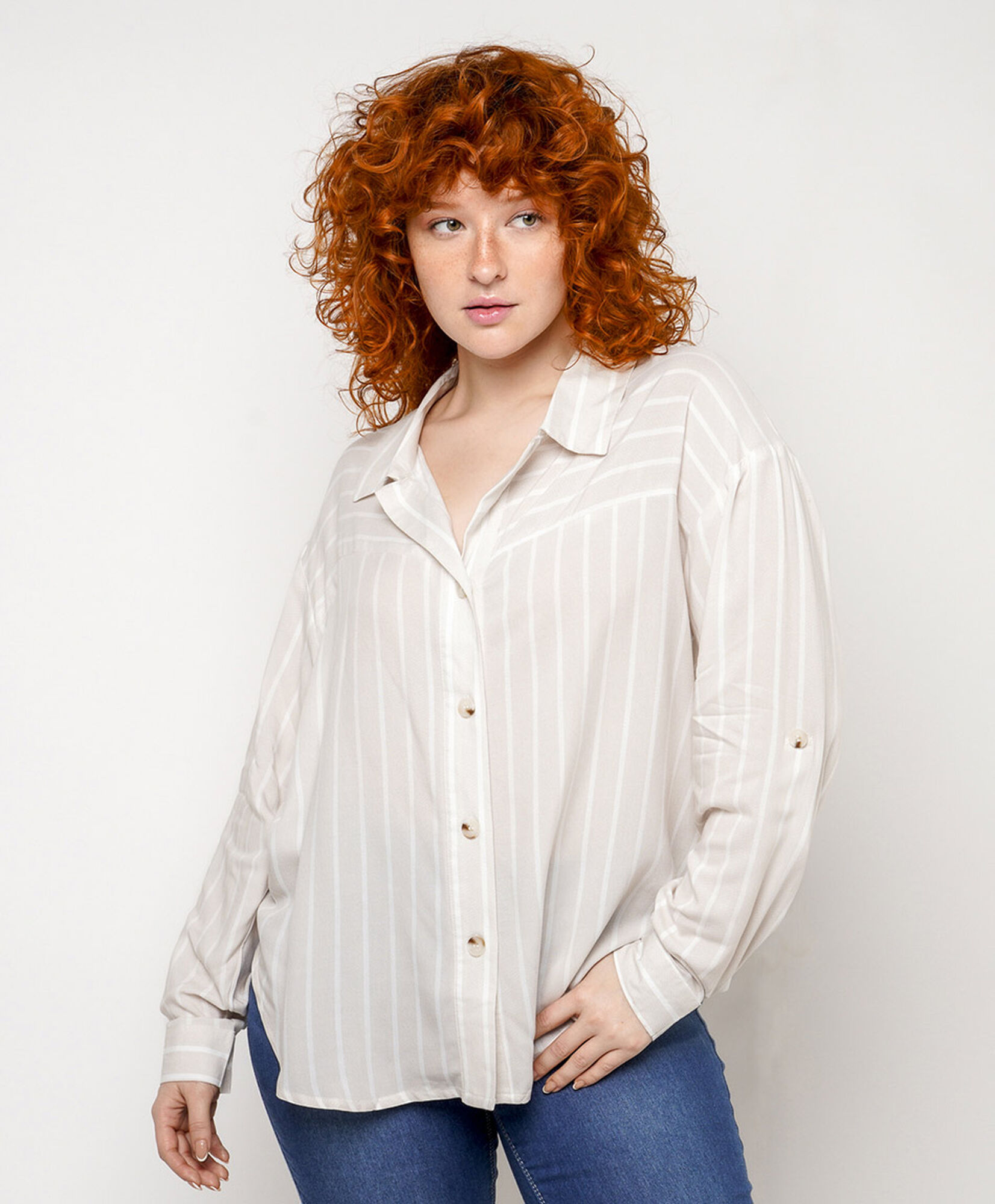 Blusa mujer líneas beige Blusa mujer líneas beige