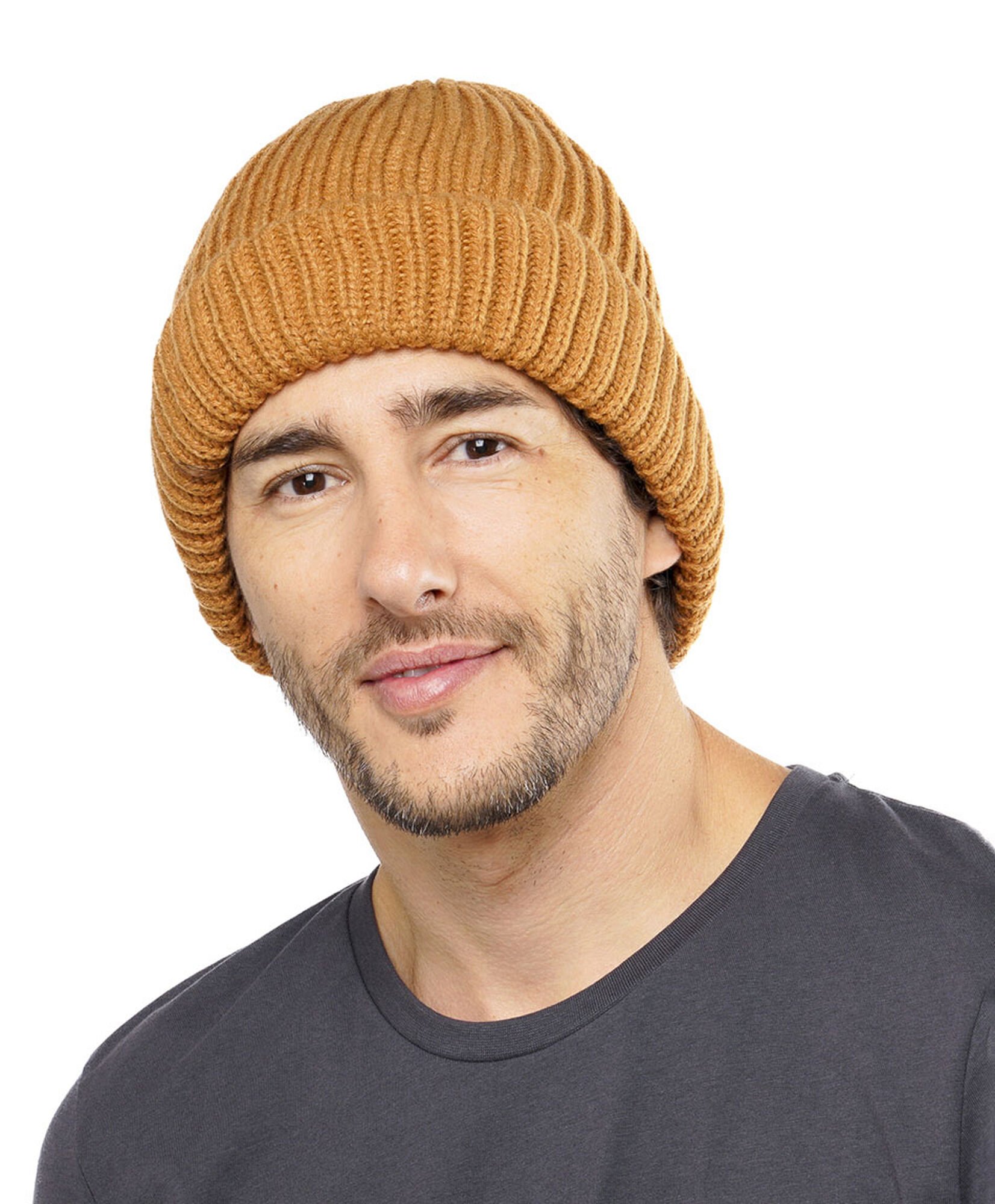 Gorro hombre tejido forrado amarillo oscuro Gorro hombre tejido forrado amarillo oscuro