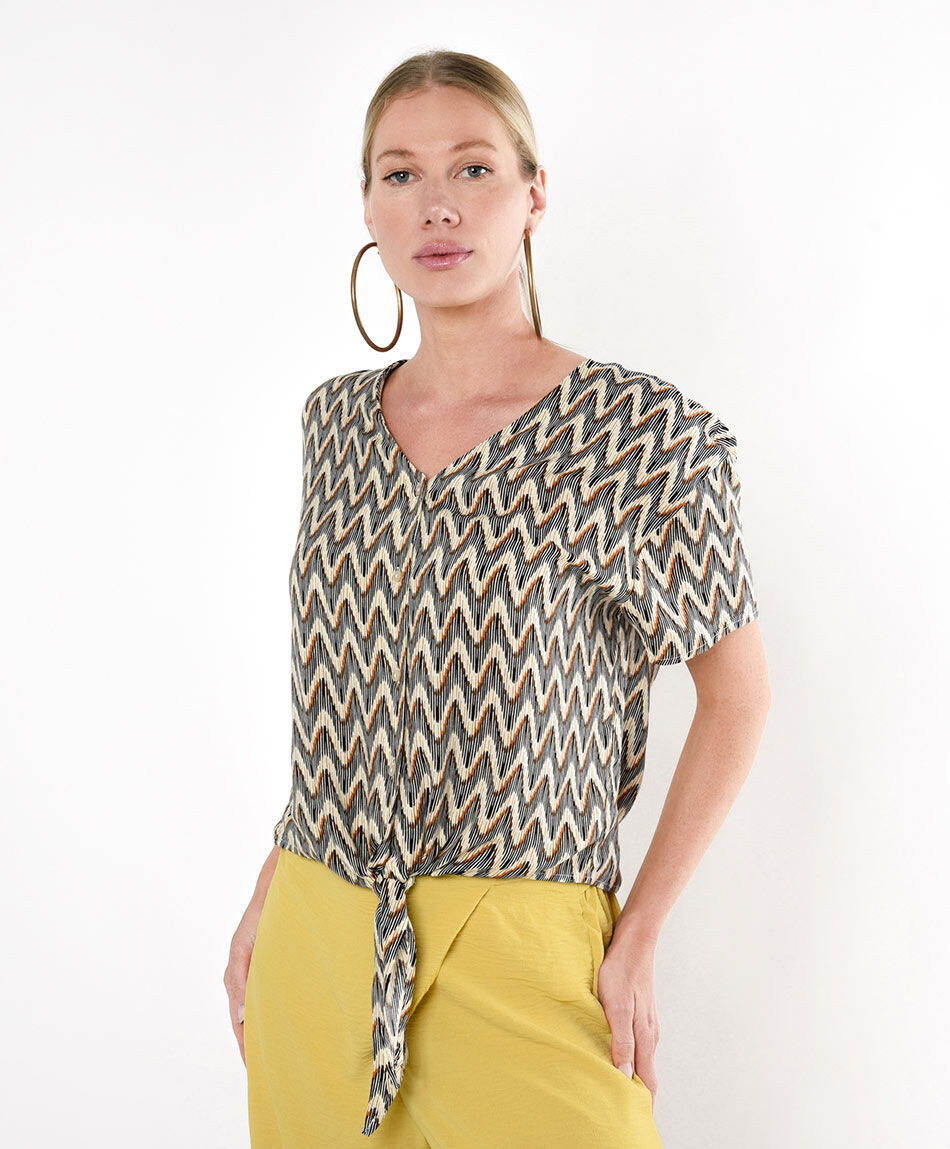 Blusa mujer print nudo