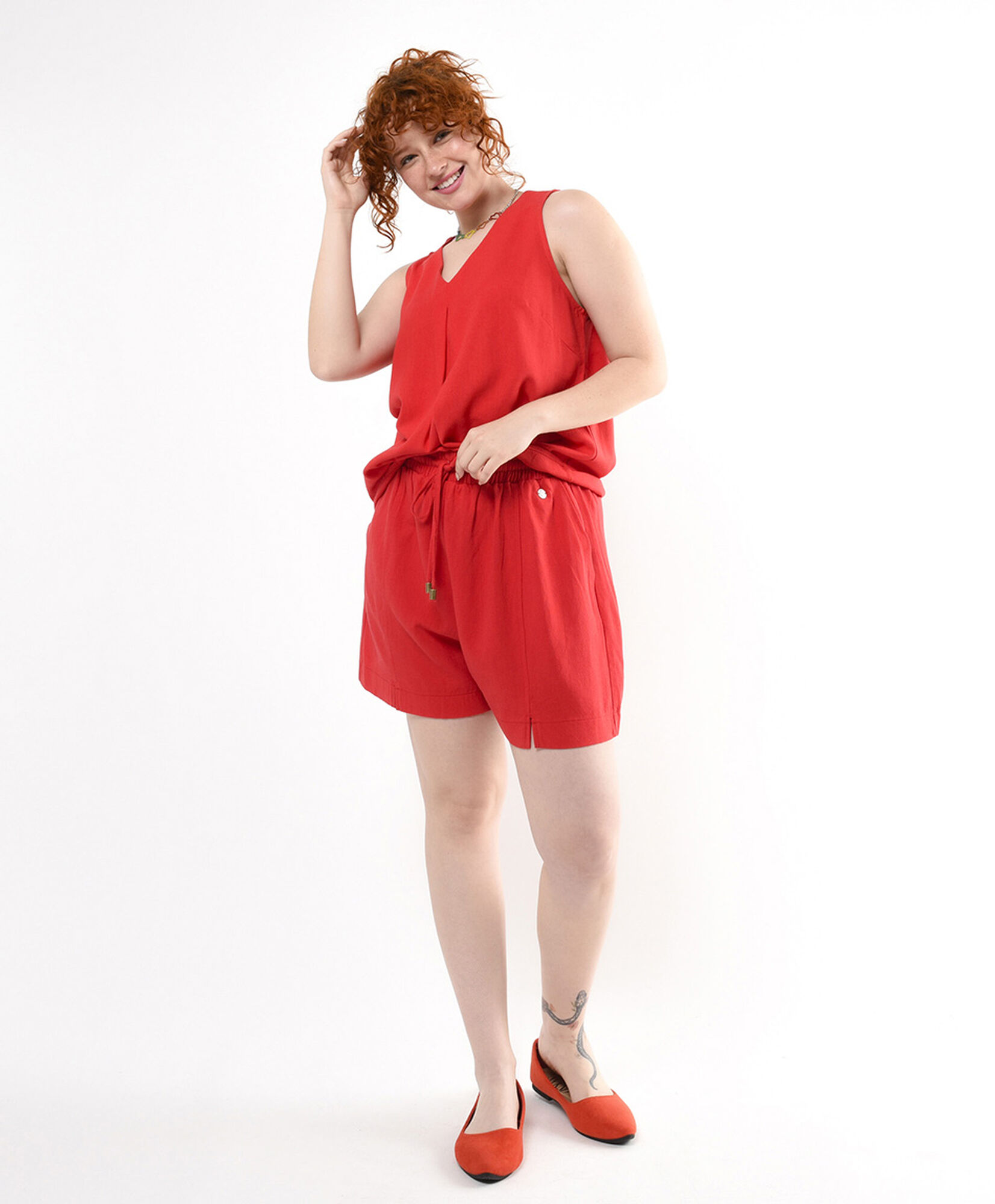 Blusa mujer lino roja sin mangas Blusa mujer lino roja sin mangas