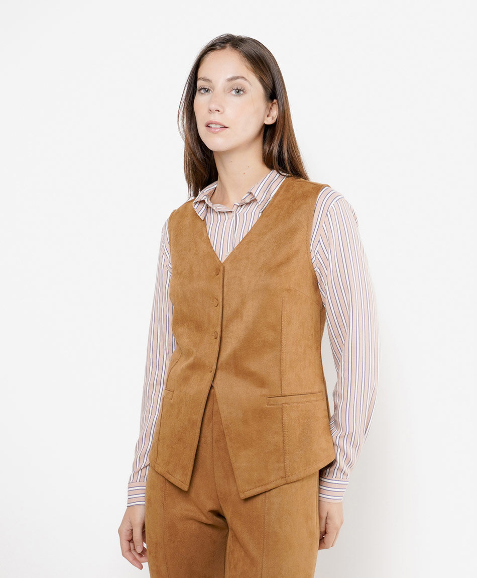Vest mujer suede camel