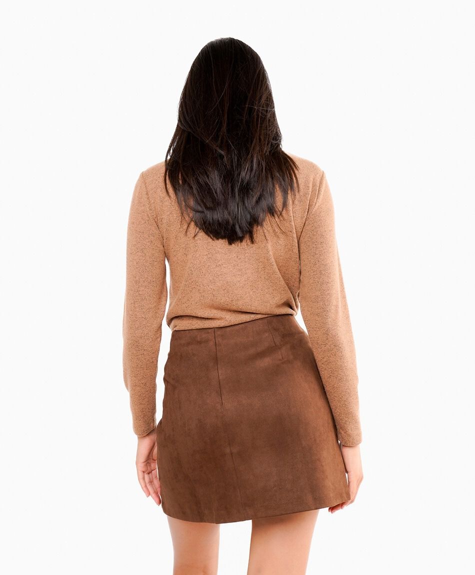Mini falda mujer suede caf&eacute;