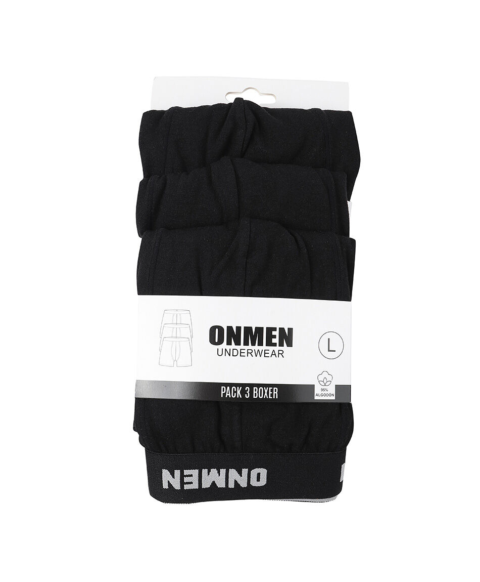 Pack  3 boxer hombre liso negro