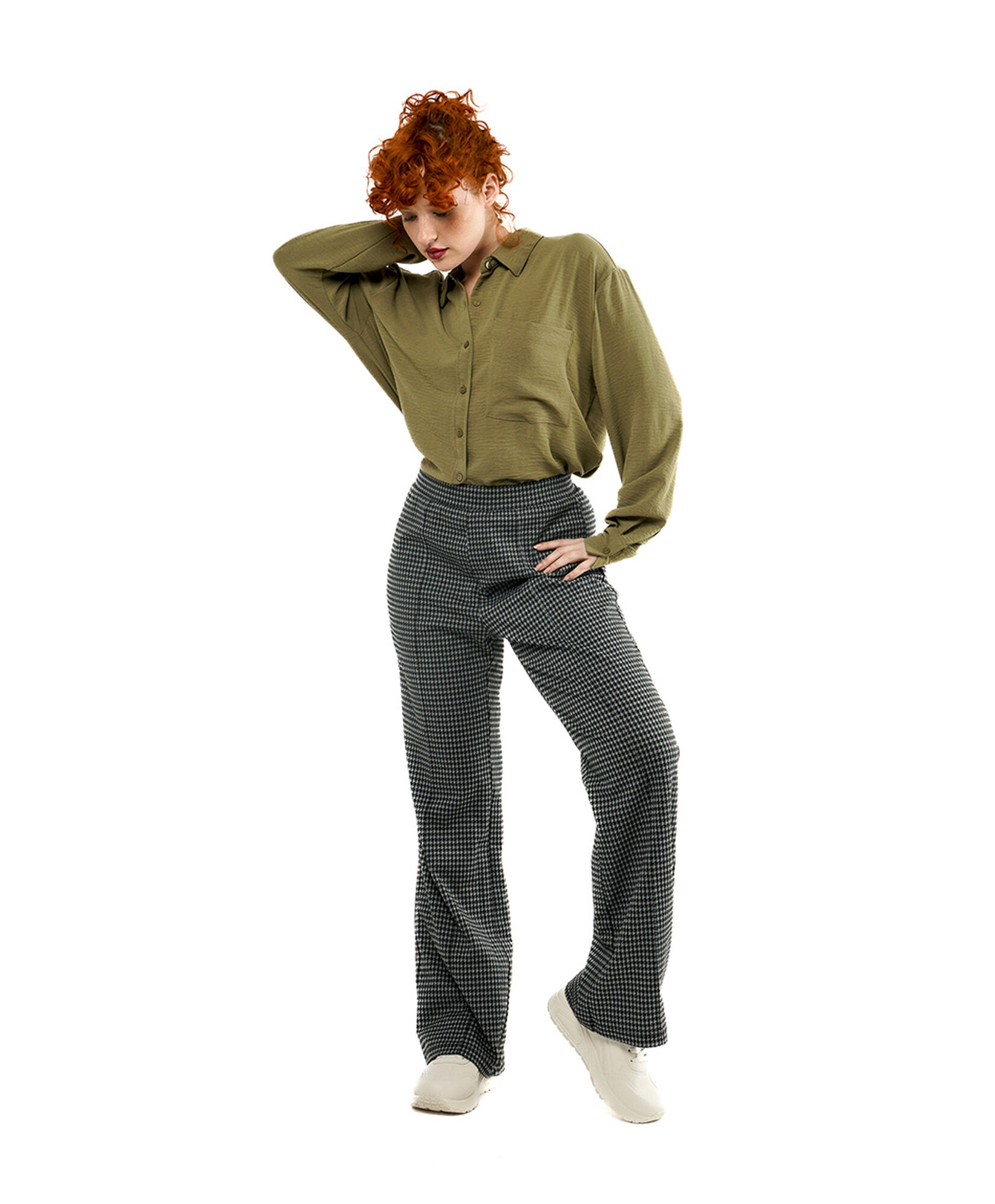 Pantalón mujer pied de poule comfy wide Pantalón mujer pied de poule comfy wide
