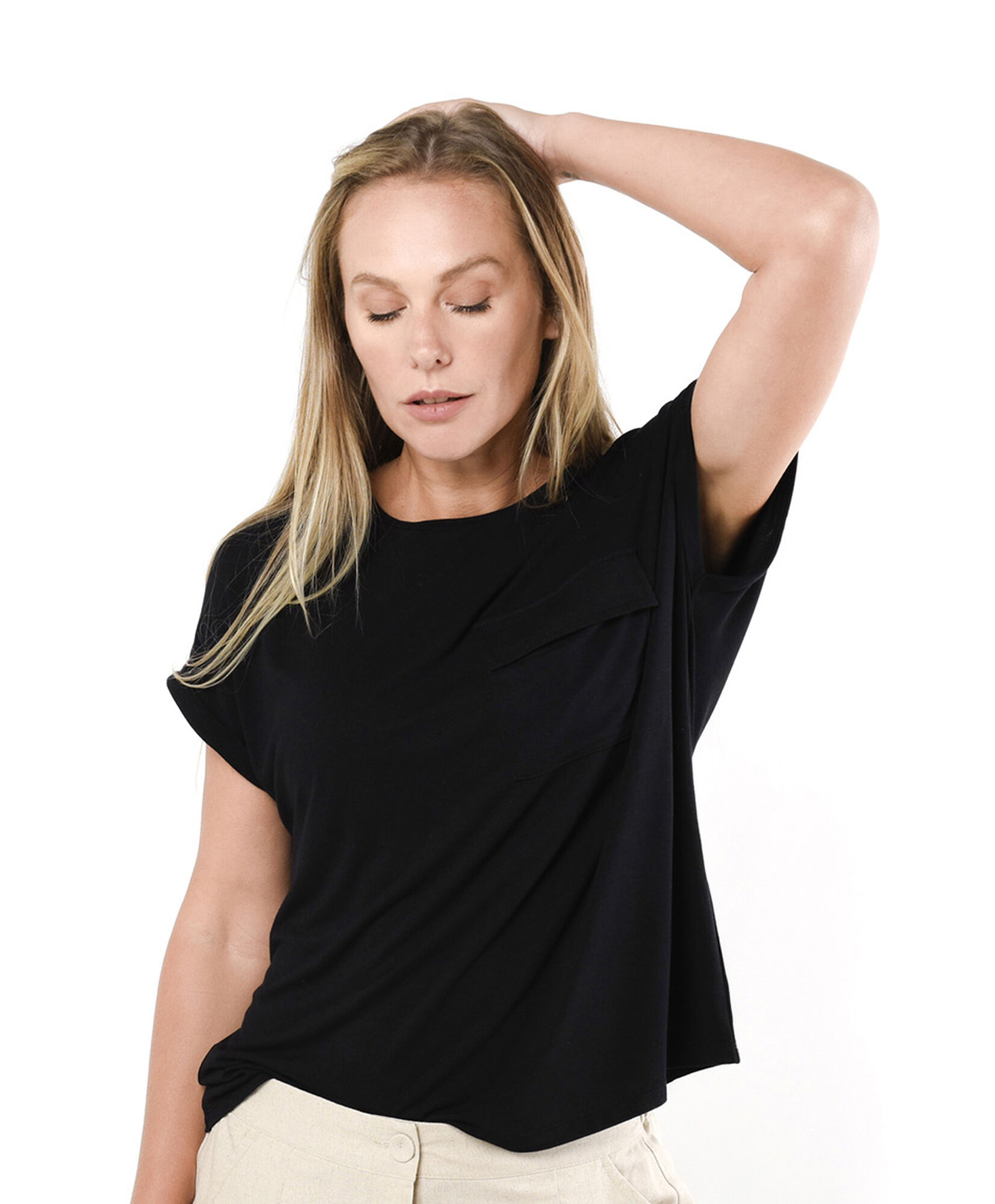 Polera mujer lisa bolsillo Polera mujer lisa bolsillo
