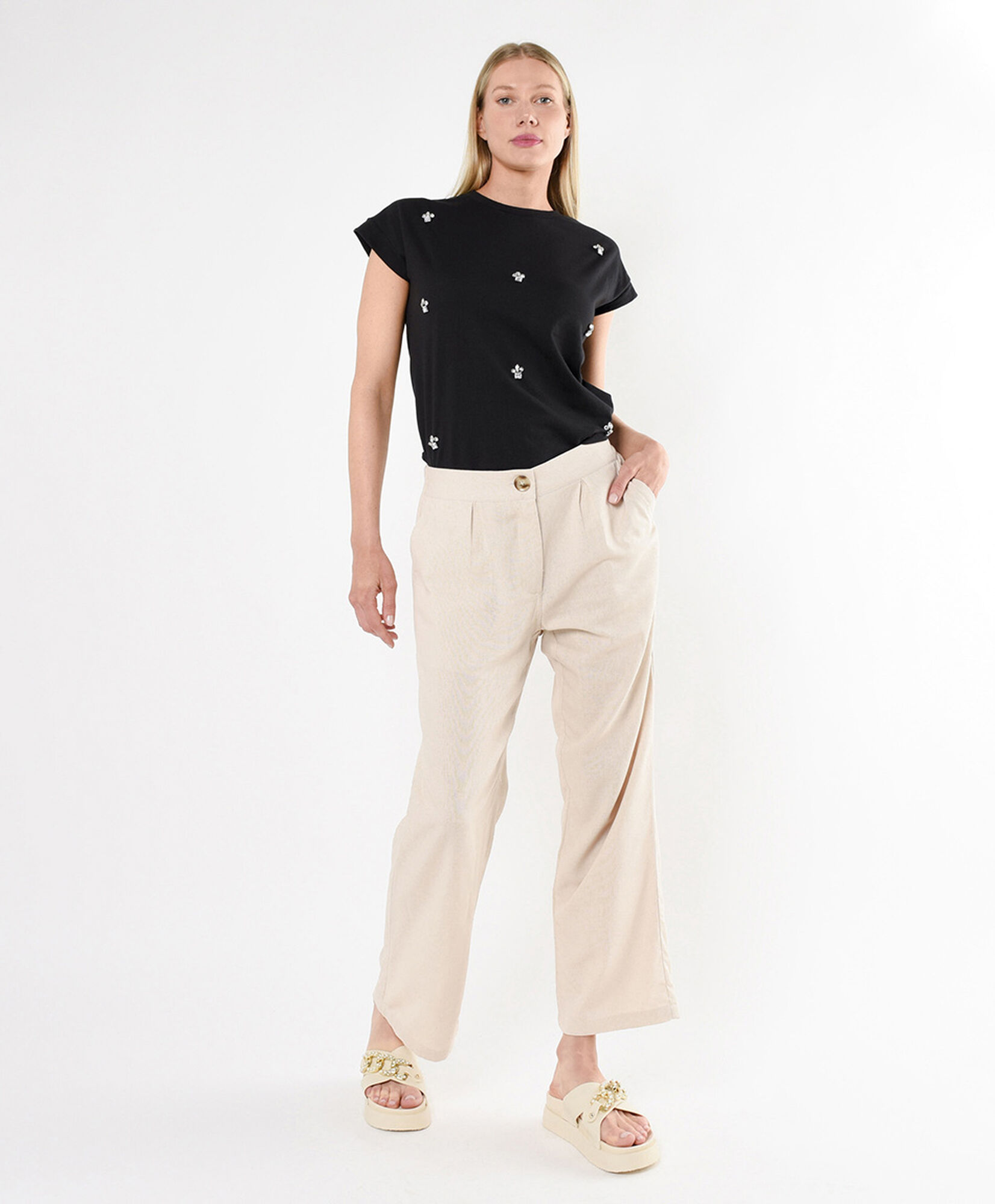 Pantalón mujer botón Pantalón mujer botón