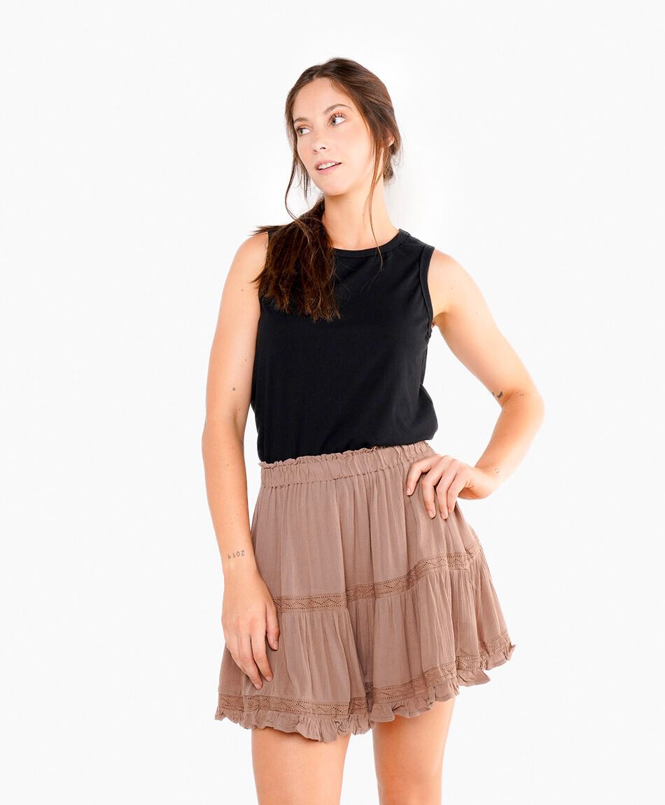 Falda mujer pisos caf&eacute;