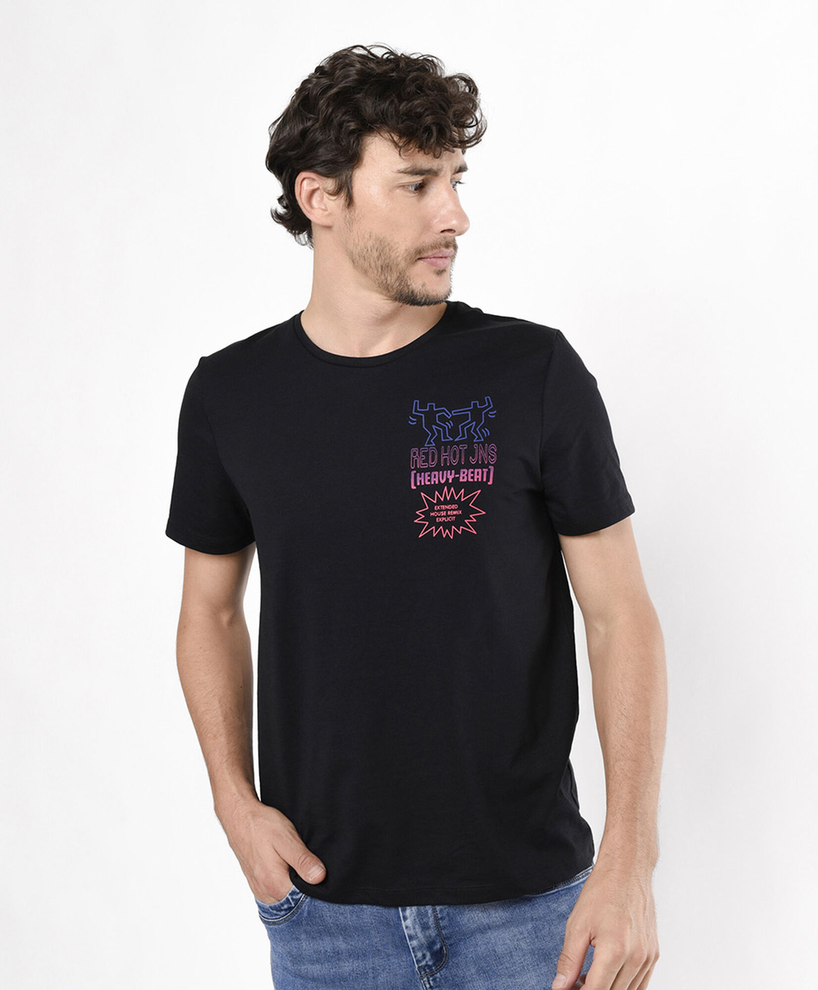 Polera hombre doble estampado neón Polera hombre doble estampado neón