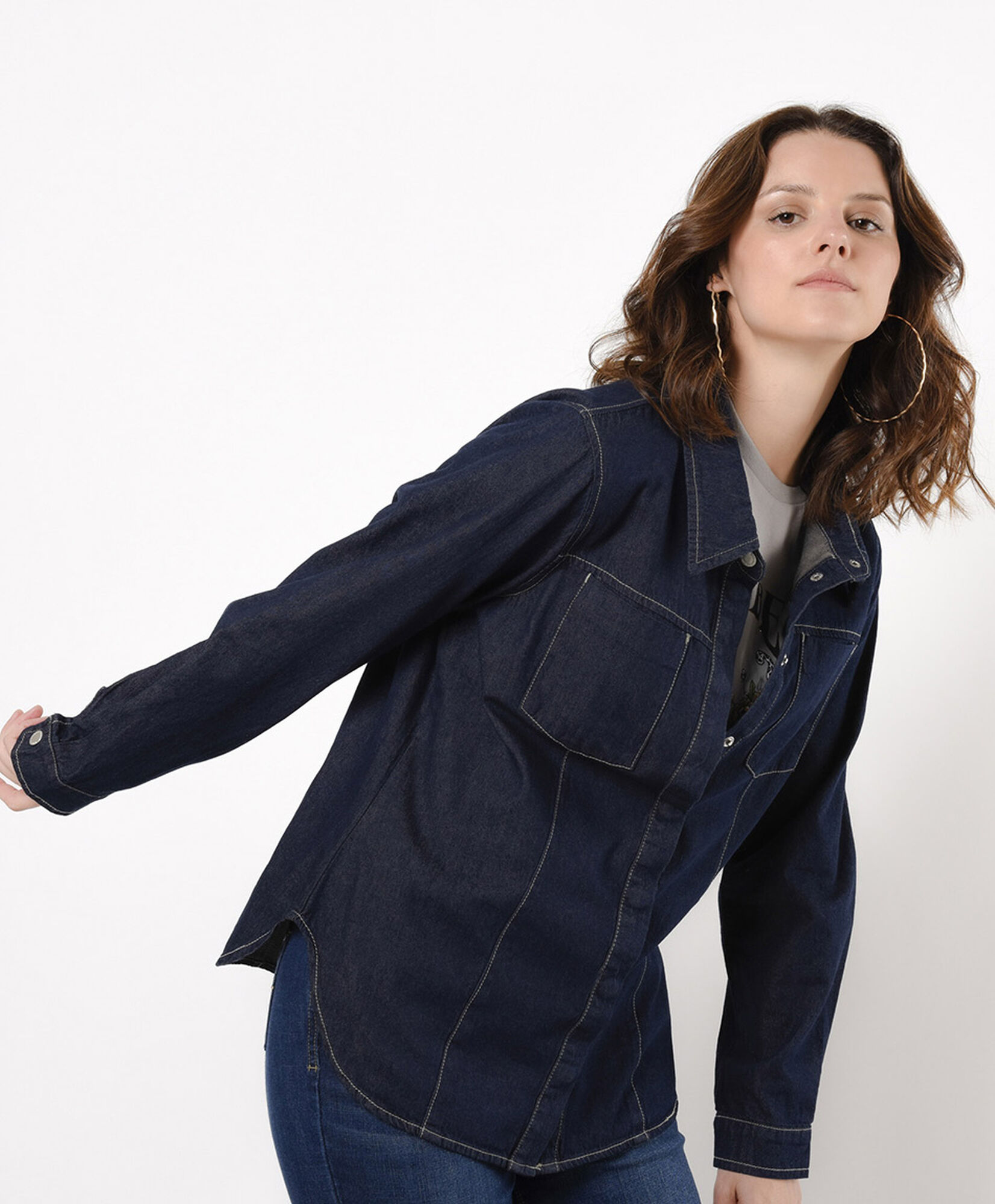 Blusa mujer denim bolsillos Blusa mujer denim bolsillos