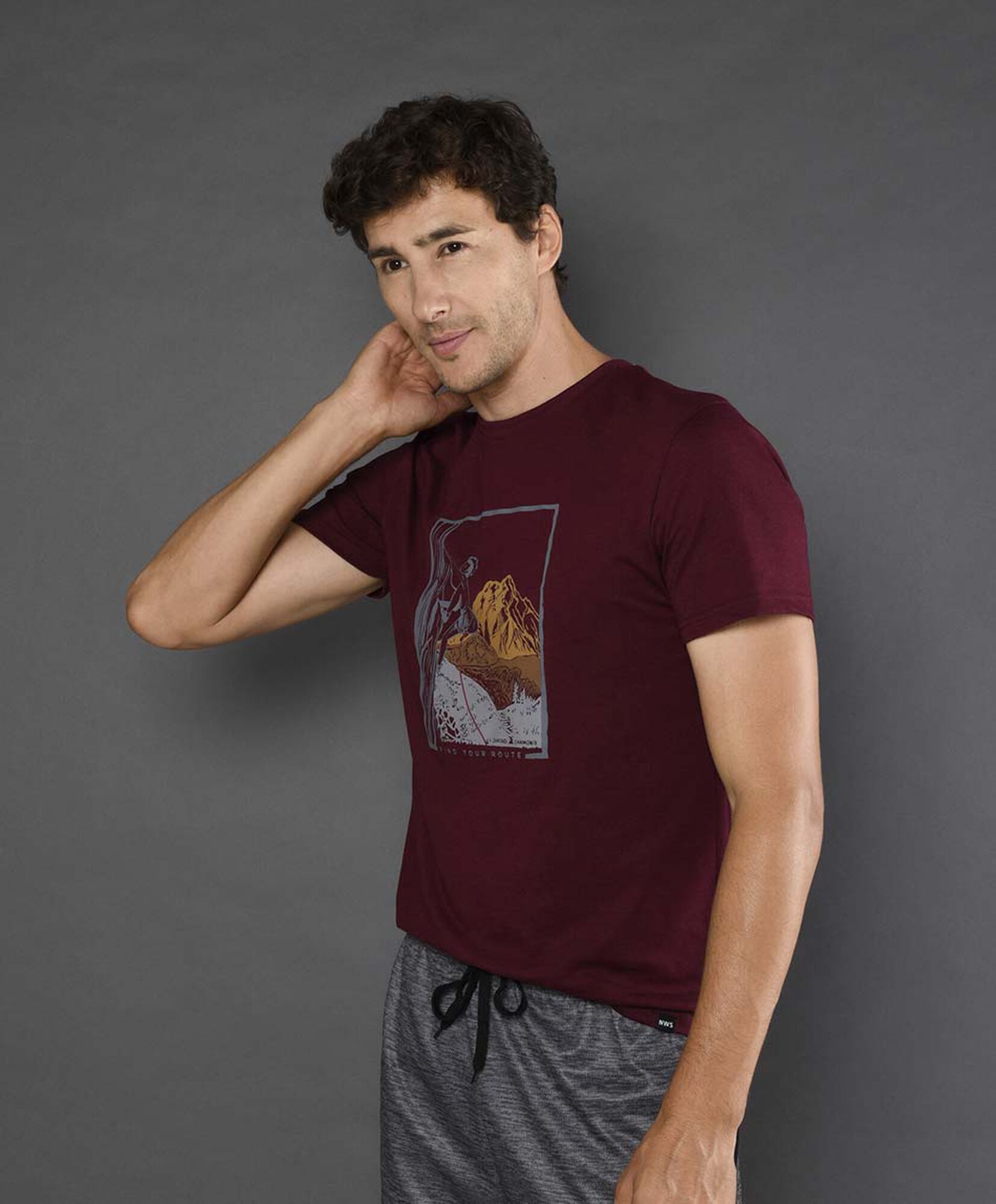 Polera deportiva hombre estampado montaña Polera deportiva hombre estampado montaña