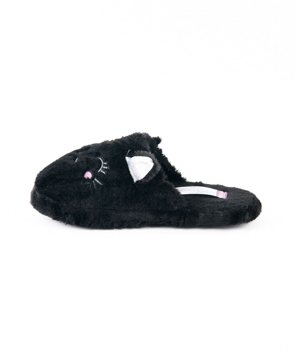 Pantufla mujer gato negro