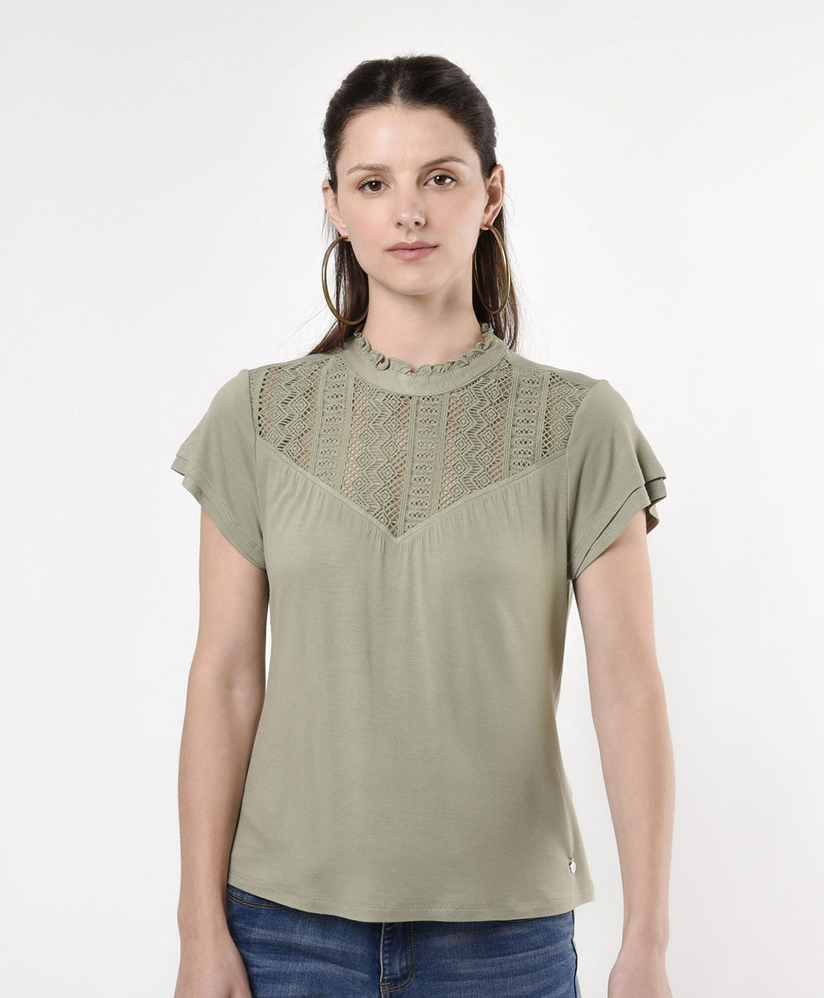 Polera mujer encaje superior Polera mujer encaje superior