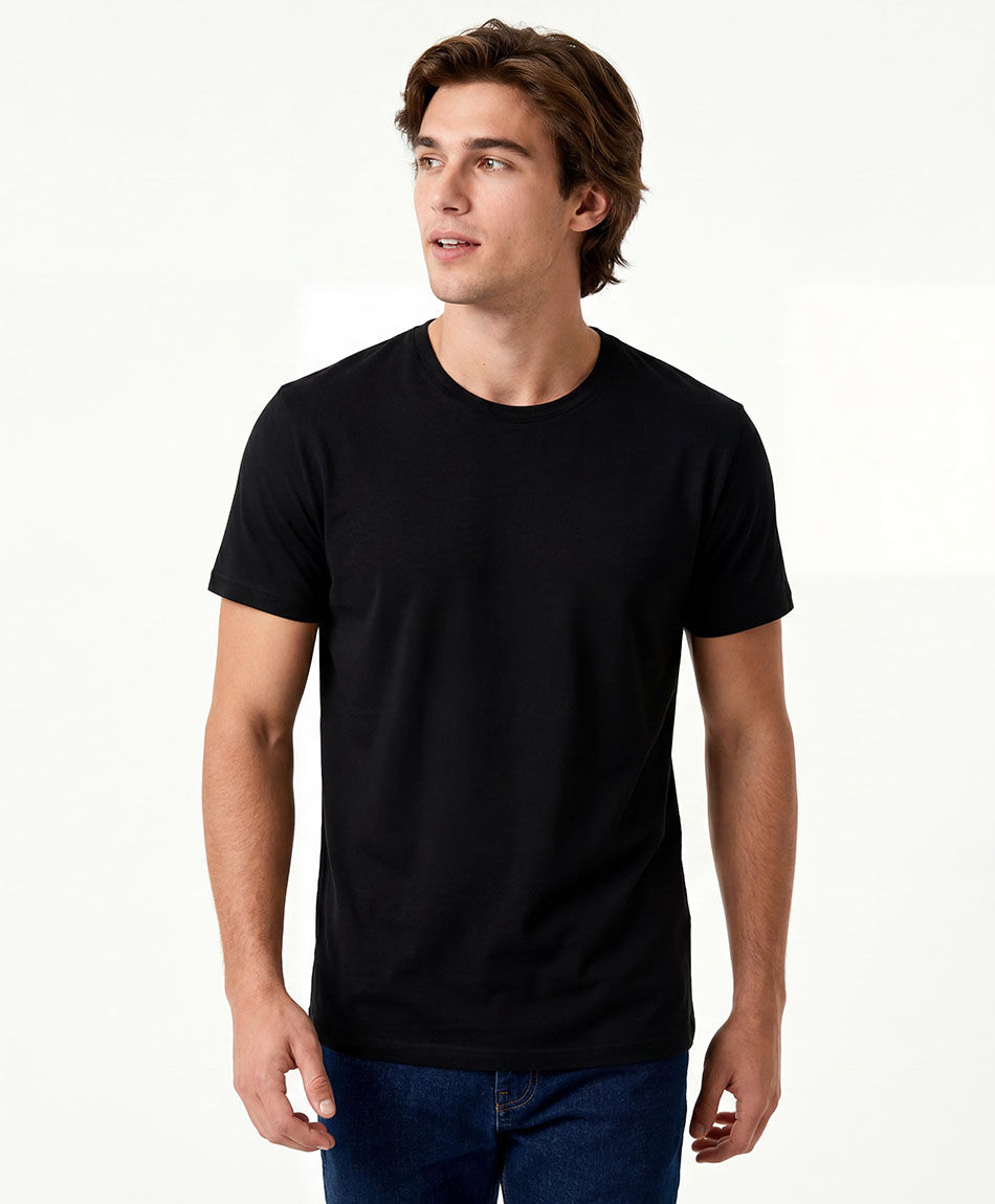 Polera hombre parche manga lisa